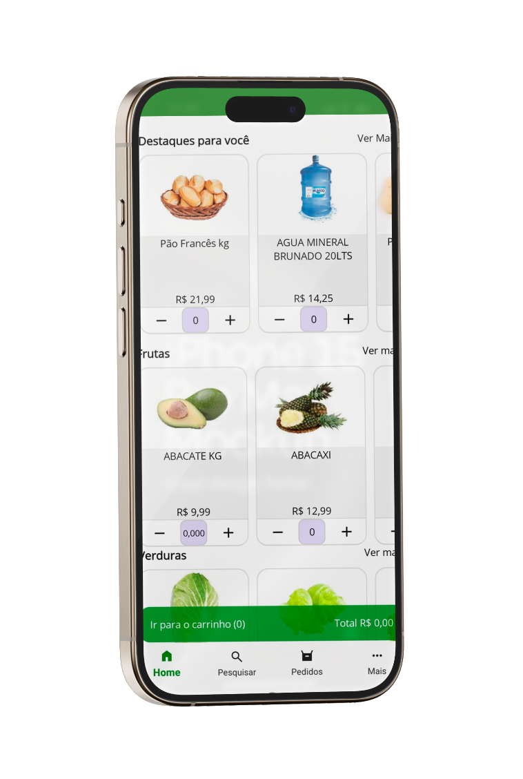 Aplicativo de Delivery em execução