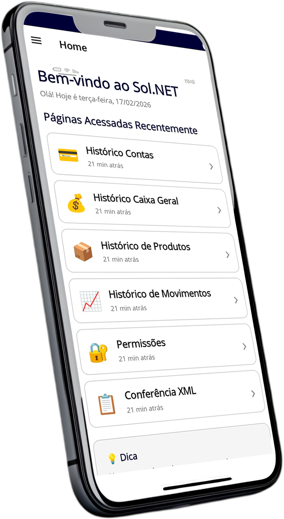 Sol.NET Mobile ADM em uso